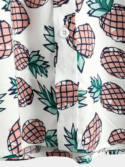 Men's Holiday Tropical Pineapple Pocket Cotton Shirt