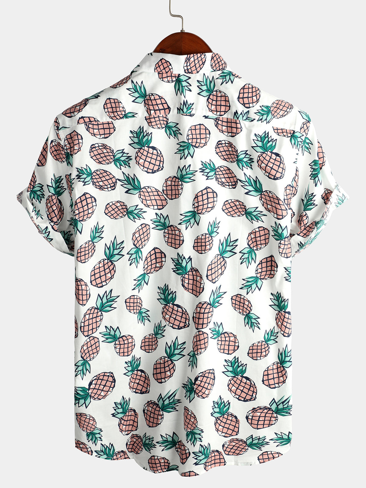 Men's Holiday Tropical Pineapple Pocket Cotton Shirt