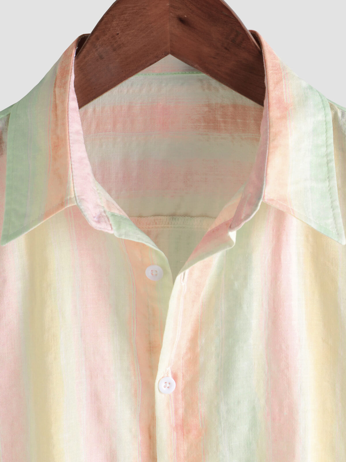 Men's Retro Colorful Striped Holiday Button Up Casual Short Sleeve Shirt
