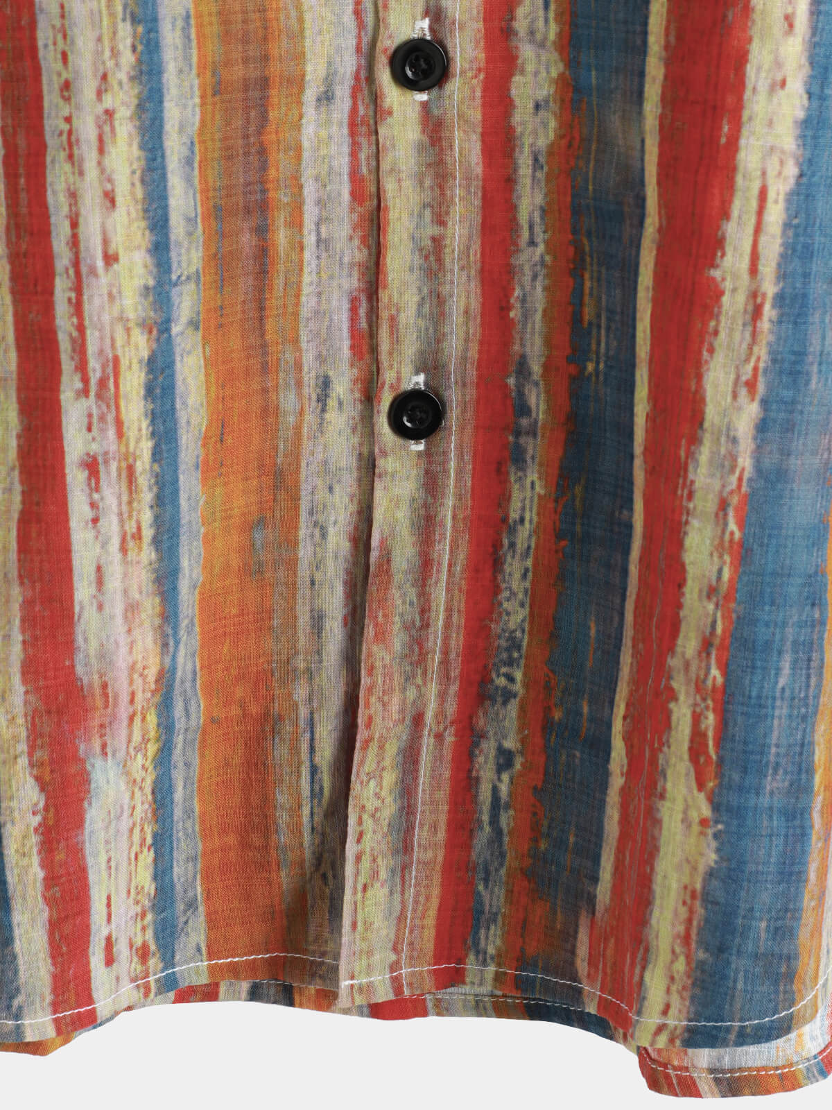 Men's Casual Retro Multicolor Striped Holiday Button Up Short Sleeve Shirt