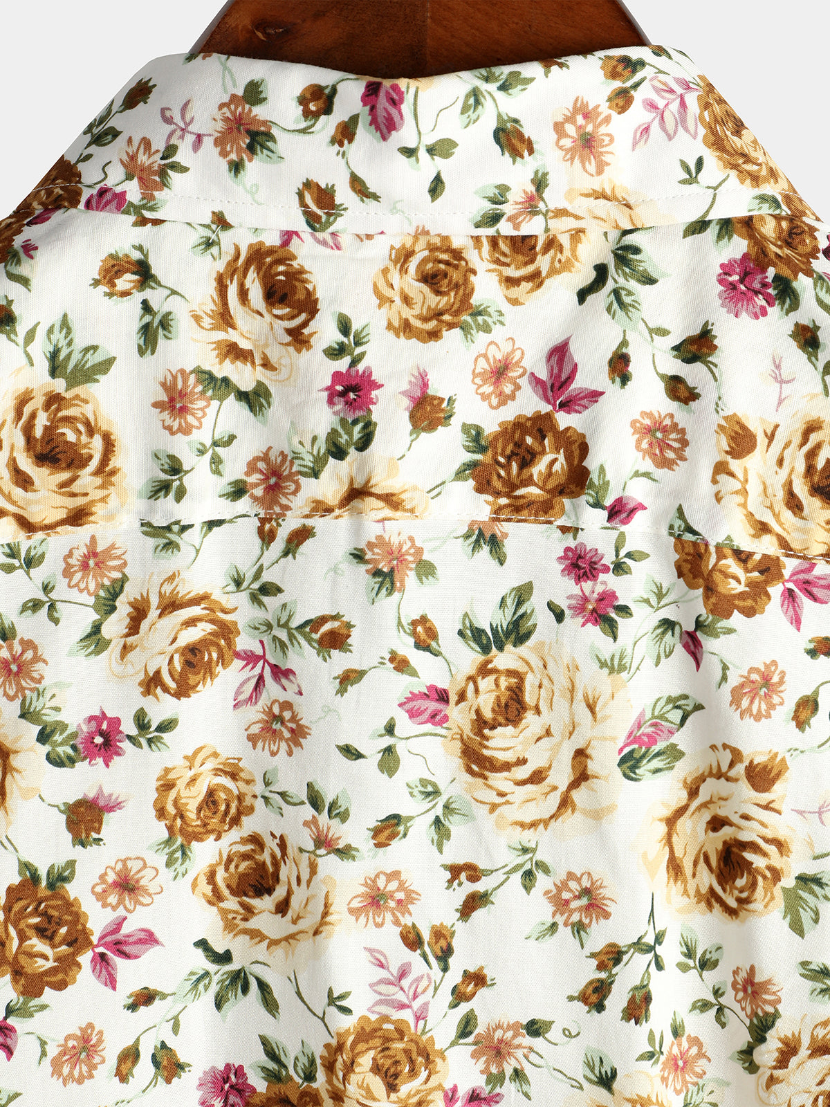 Men's Rose Cotton Pocket Short Sleeve Shirt