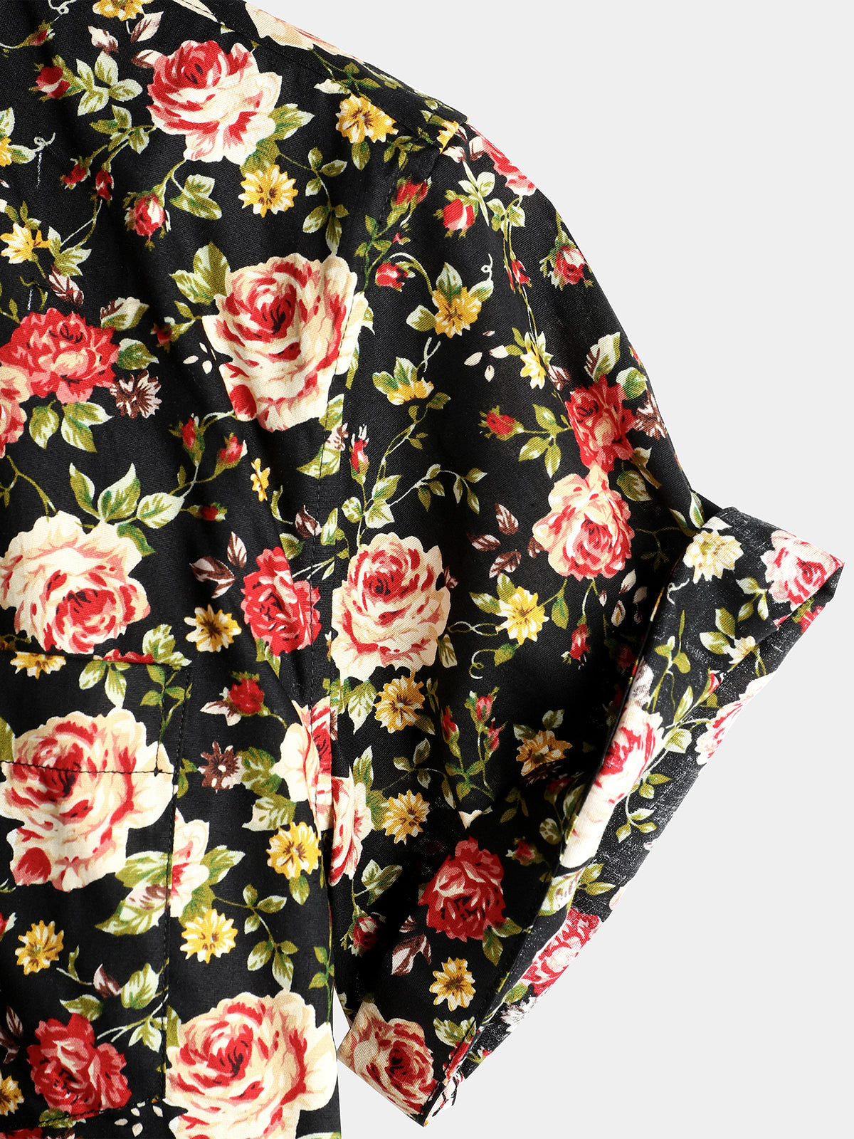 Men's Rose Cotton Pocket Short Sleeve Shirt