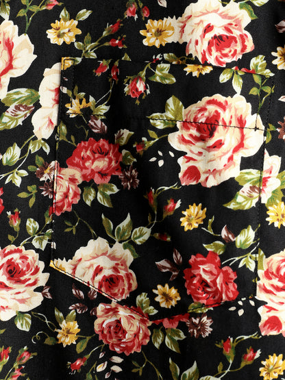 Men's Rose Cotton Pocket Short Sleeve Shirt