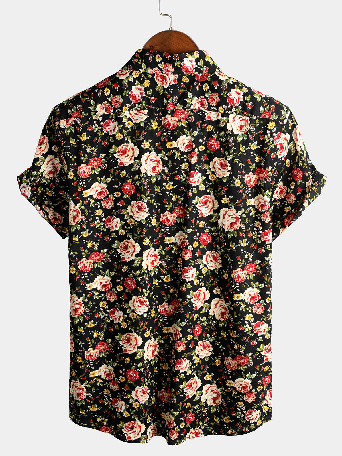 Men's Rose Cotton Pocket Short Sleeve Shirt