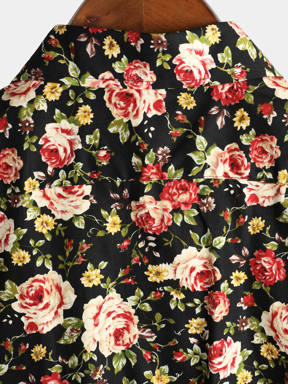 Men's Rose Cotton Pocket Short Sleeve Shirt