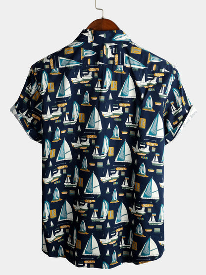 Men's Casual Holiday Cotton Pocket Short Sleeve Shirt
