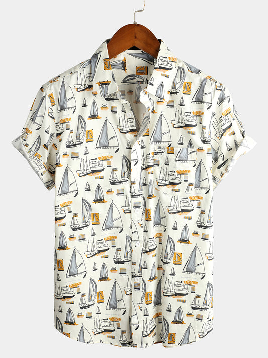 Men's Casual Holiday Cotton Pocket Short Sleeve Shirt