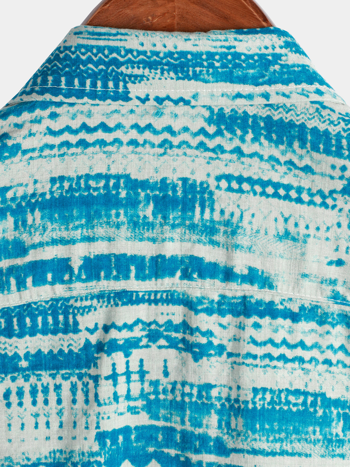 Men's Blue Vintage Pocket Holiday Summer Short Sleeve Button Shirt