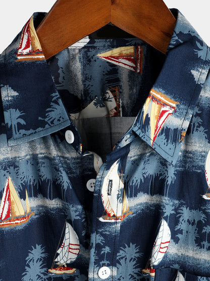 Men's Casual Holiday Cotton Pocket Short Sleeve Shirt