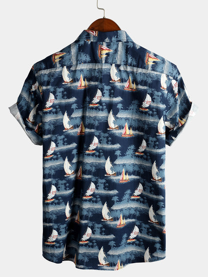 Men's Casual Holiday Cotton Pocket Short Sleeve Shirt