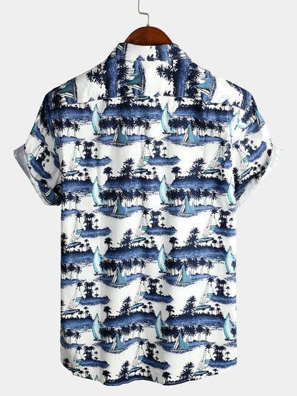 Men's Casual Hawaiian Pocket Short Sleeve Shirt