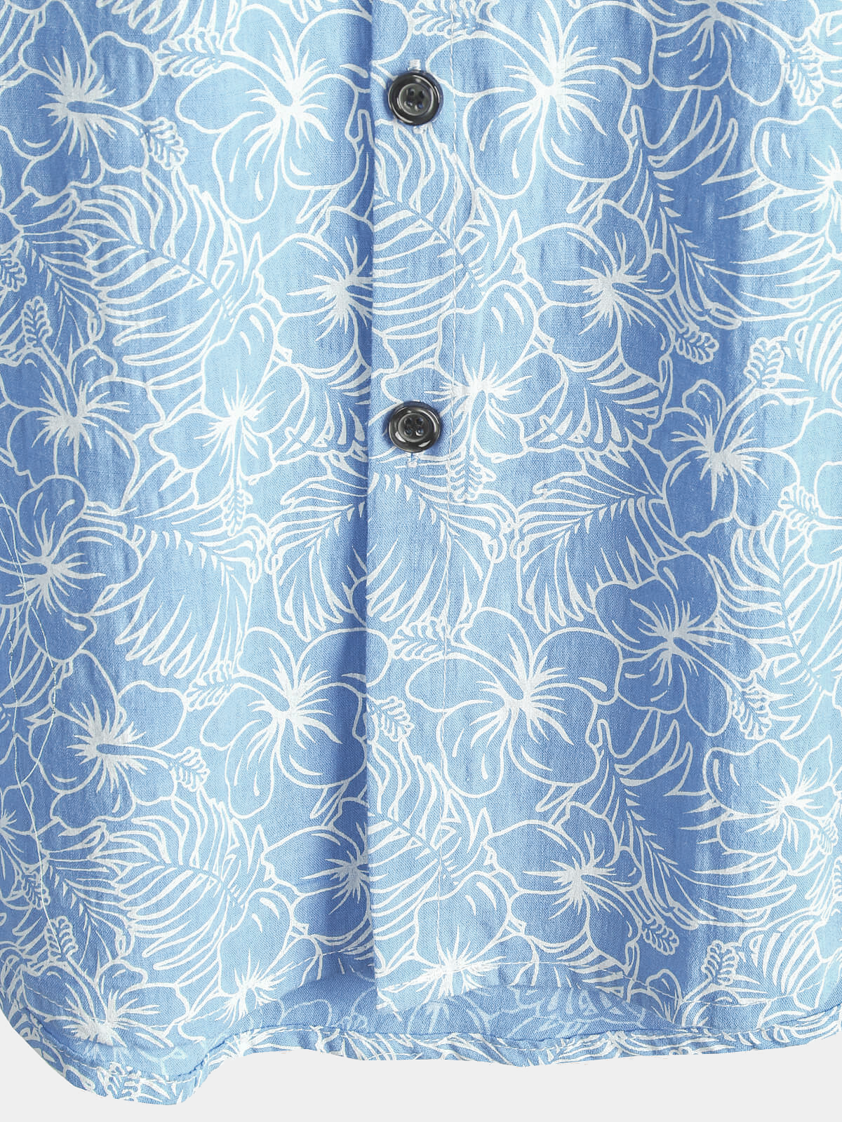 Men's Cotton Floral Holiday Flower Print Button Up Beach Light Blue Hawaiian Short Sleeve Shirt