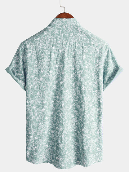 Men's Summer Floral Cotton Short Sleeve Holiday Beach Shirt