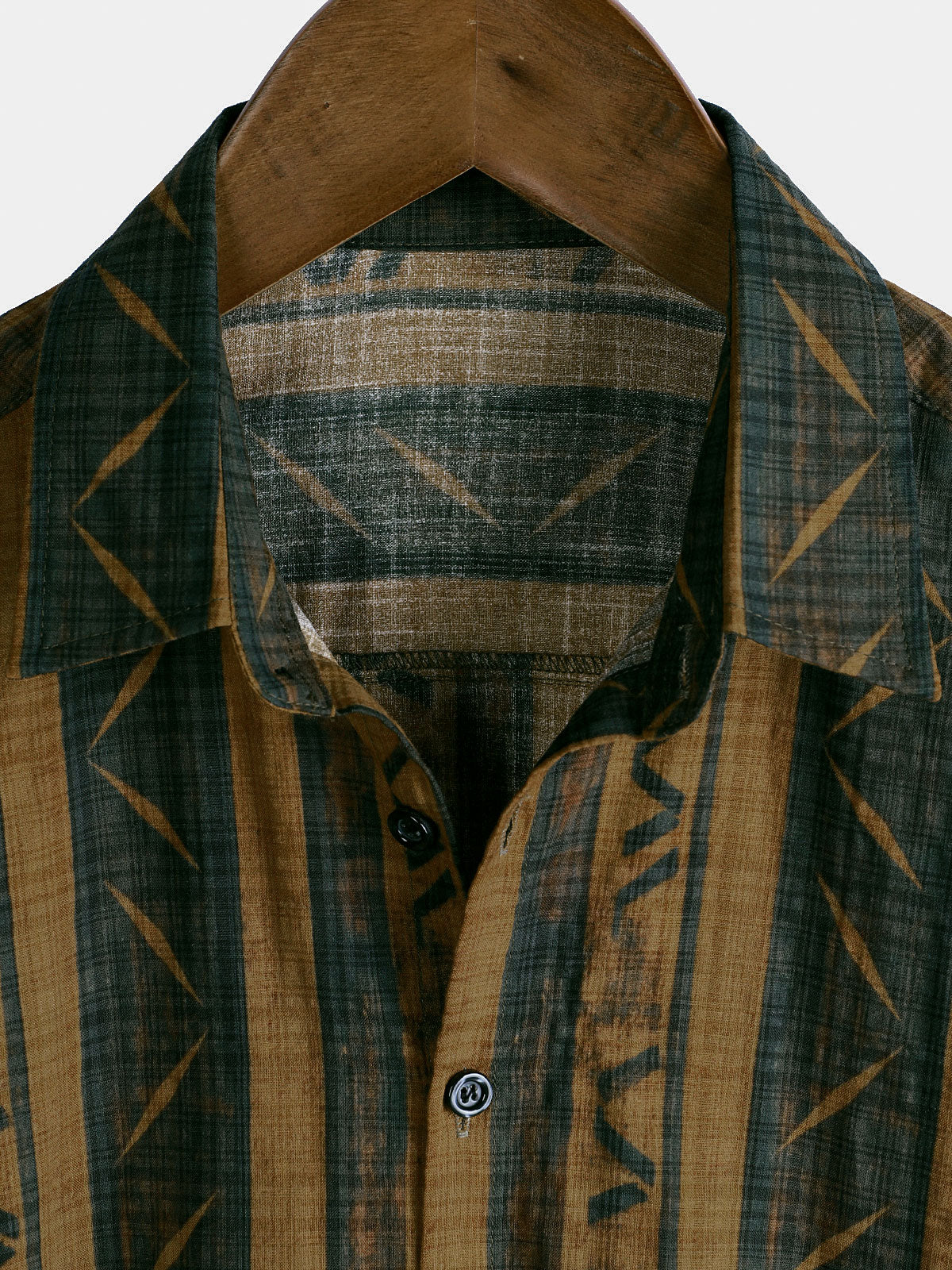 Men's Summer Casual Short Sleeve Cotton Retro Striped Shirt