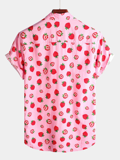 Men's Strawberry Print Short Sleeve Shirt