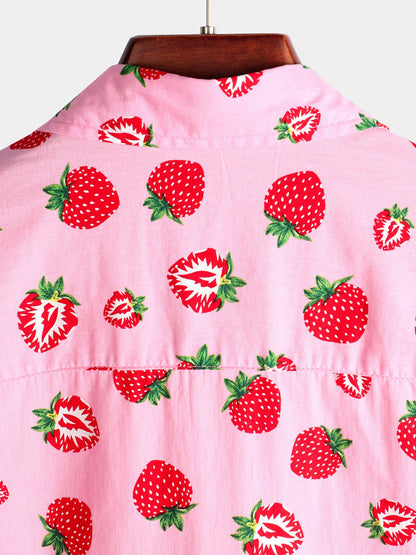 Men's Strawberry Print Short Sleeve Shirt