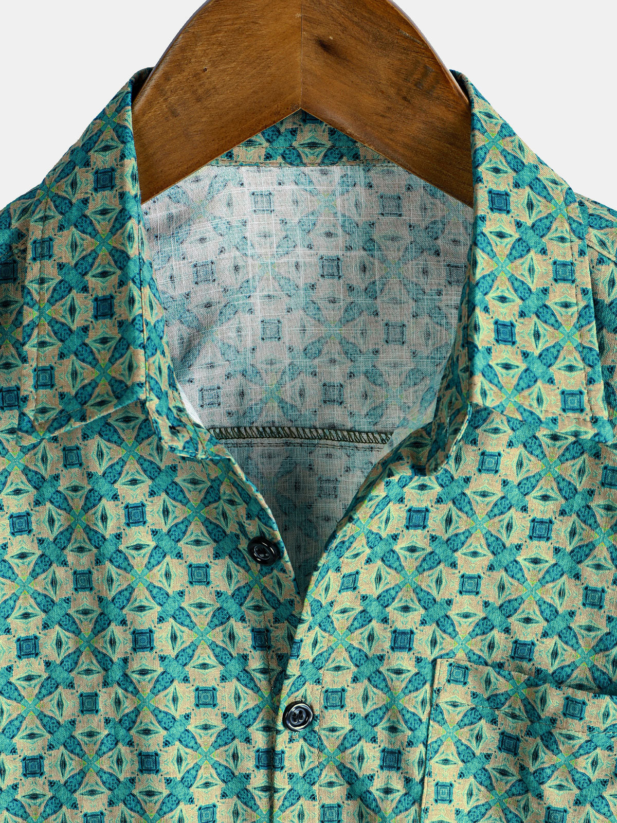 Men's Casual Retro Summer Beach Cotton Short Sleeve Shirt