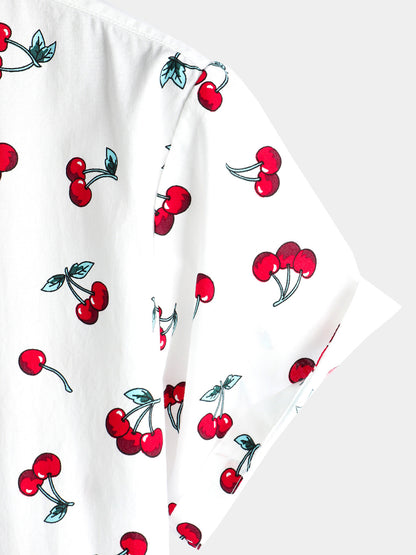 Men's Cherry Print Short Sleeve Shirt