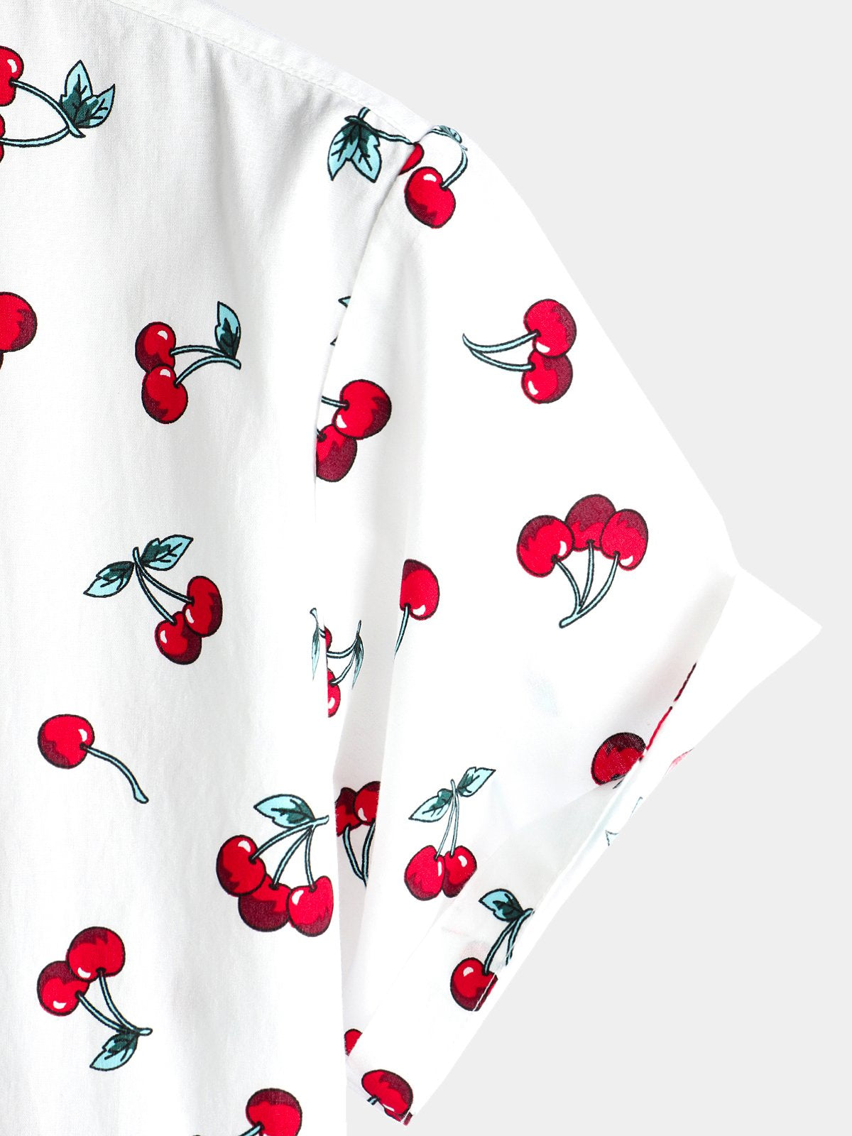 Men's Cherry Floral Print Tropical Hawaii Cotton Shirt