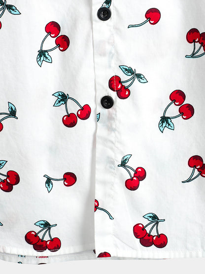 Men's Cherry Print Short Sleeve Shirt