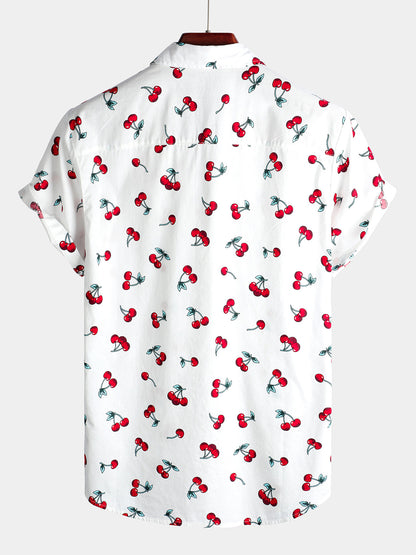 Men's Cherry Print Short Sleeve Shirt