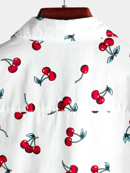 Men's Cherry Print Short Sleeve Shirt