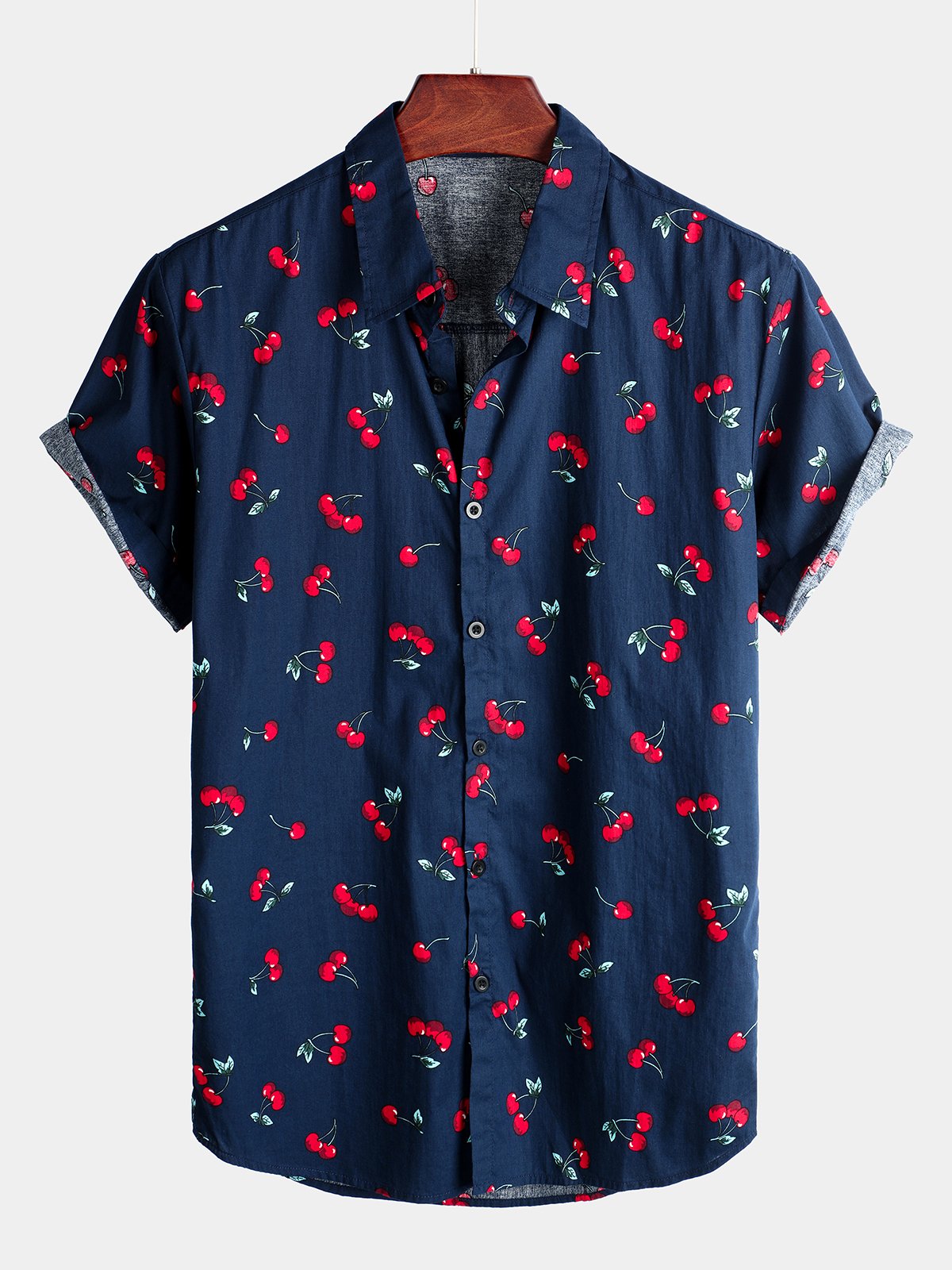 Men's Cherry Print Short Sleeve Shirt
