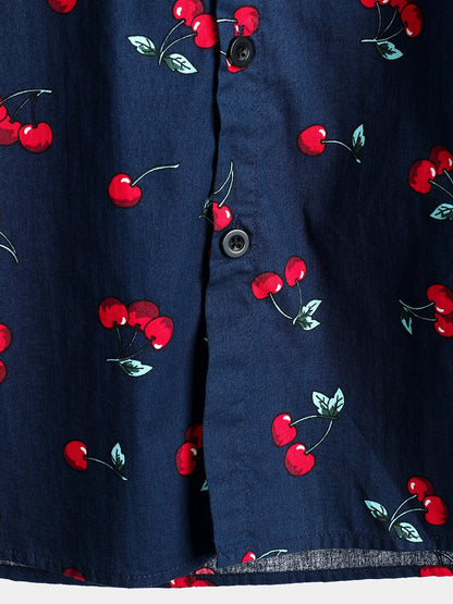 Men's Cherry Print Short Sleeve Shirt