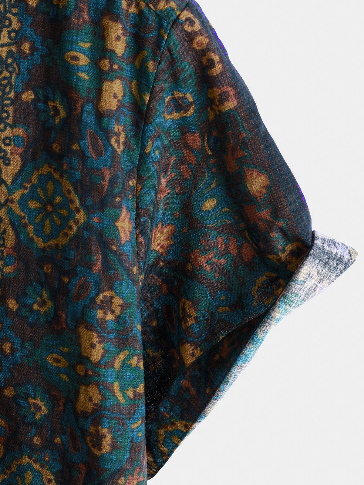 Men's Boho Retro Floral Print Striped Shirt
