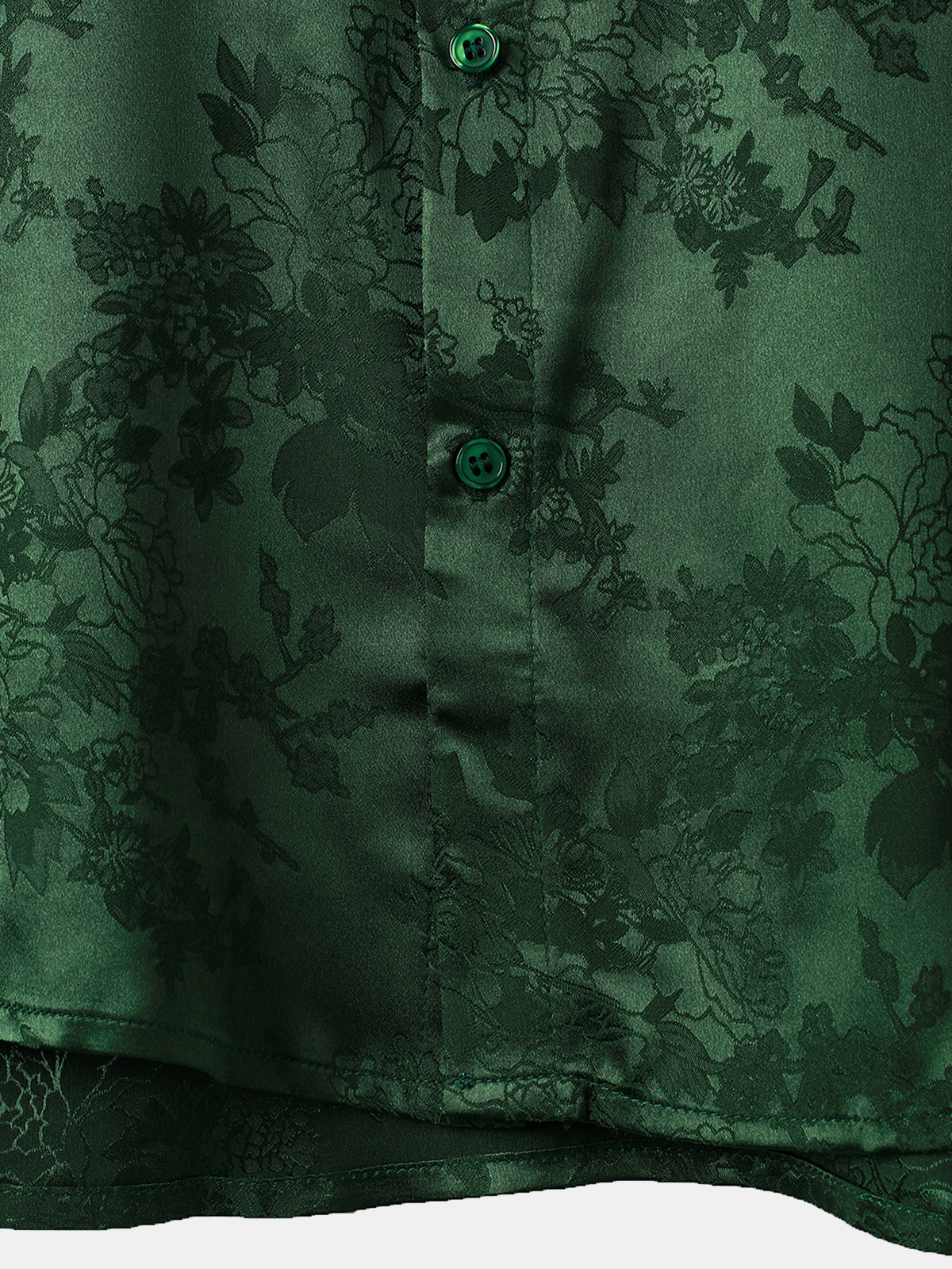 Men's Jacquard Pocket Silky Satin Floral Short Sleeve Shirt