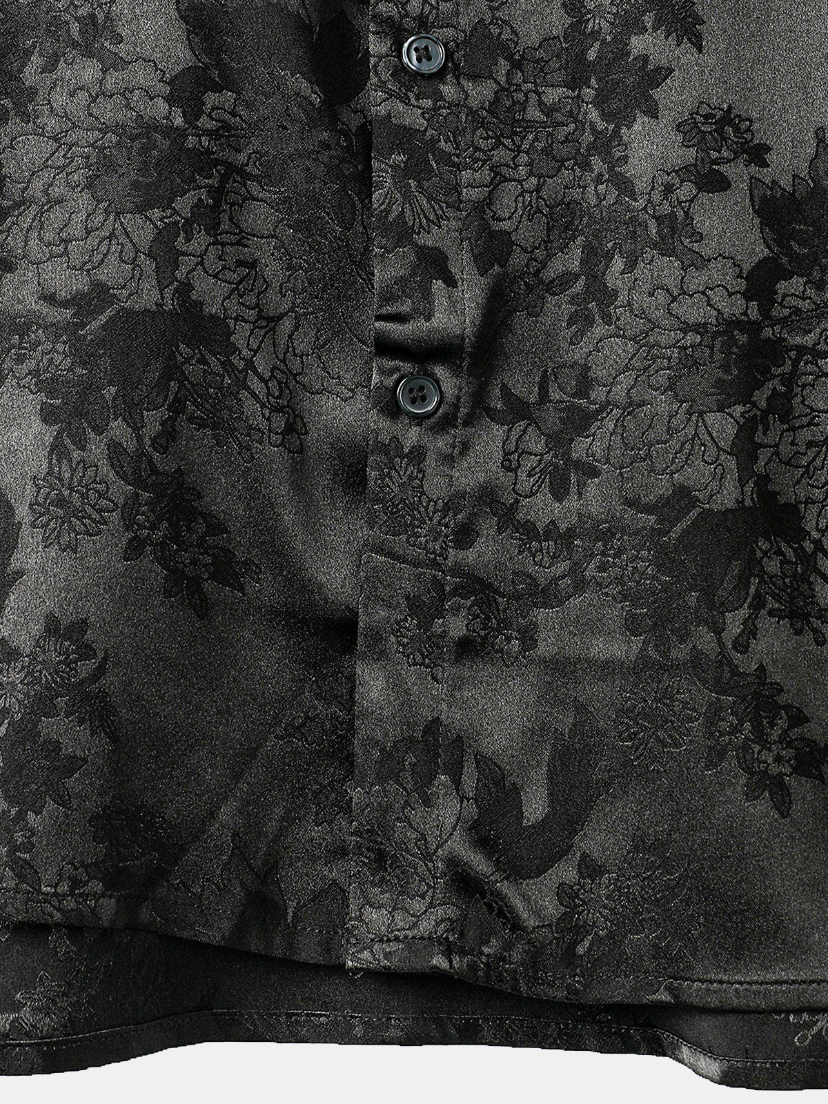 Men's Casual Jacquard Silky Satin Floral Pocket Short Sleeve Shirt