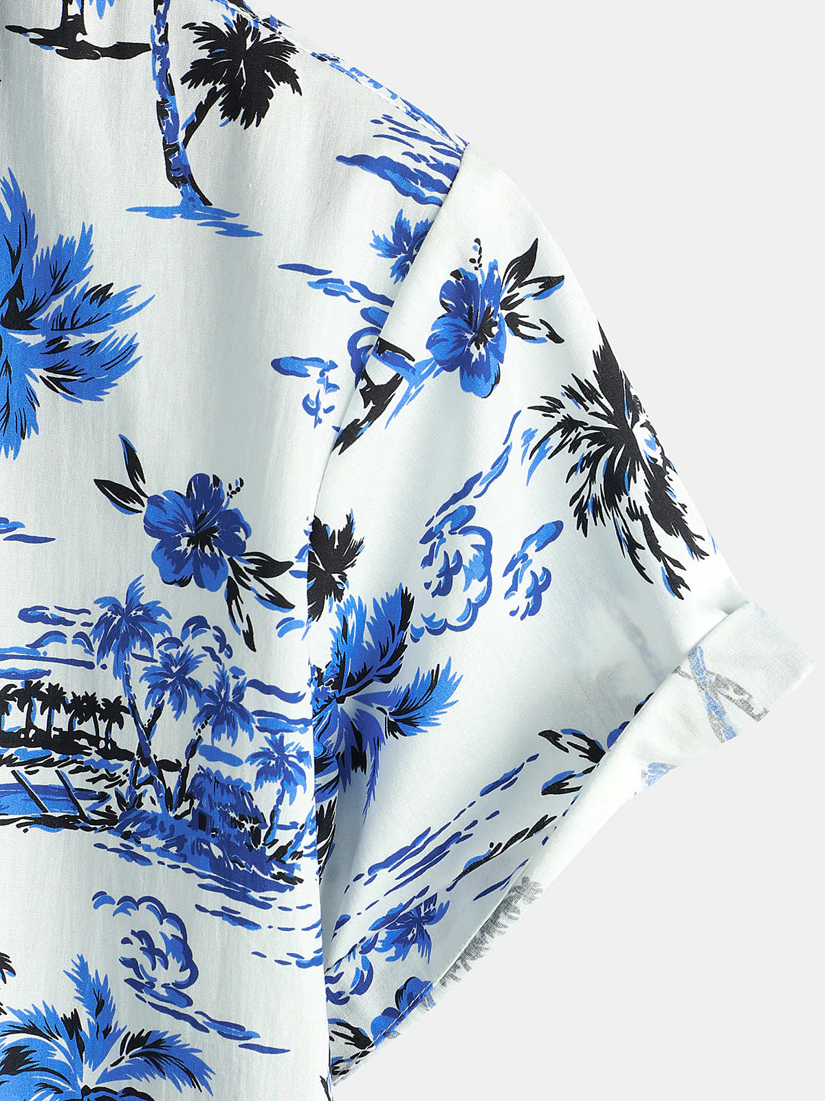 Men's Tropical Palm Tree Print Summer Vacation Cotton Aloha Short Sleeve Hawaiian Shirt