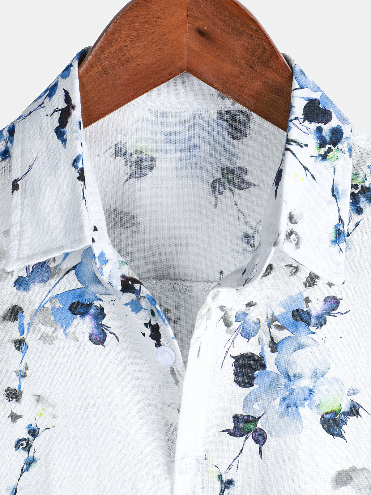 Men's Casual Summer Vintage Floral Print Short Sleeve Cotton Shirt