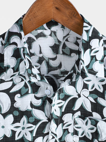 Men's Tropical Vintage Floral Short Sleeve Holiday Shirt