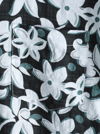 Men's Tropical Vintage Floral Short Sleeve Holiday Shirt