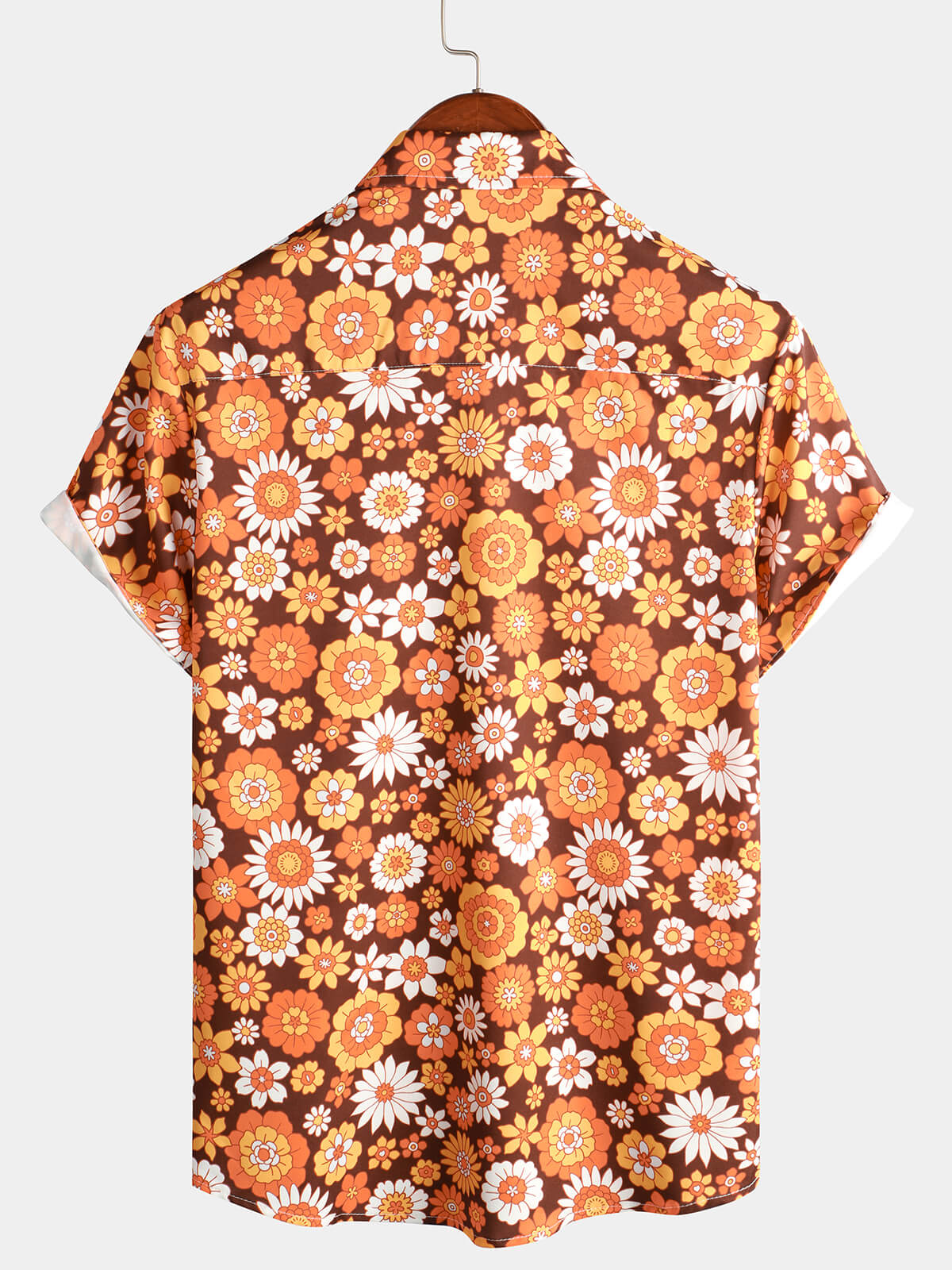 Men's Floral Vintage Flower Button Up 70s Themed Disco Party Short Sleeve Beach Summer Shirt