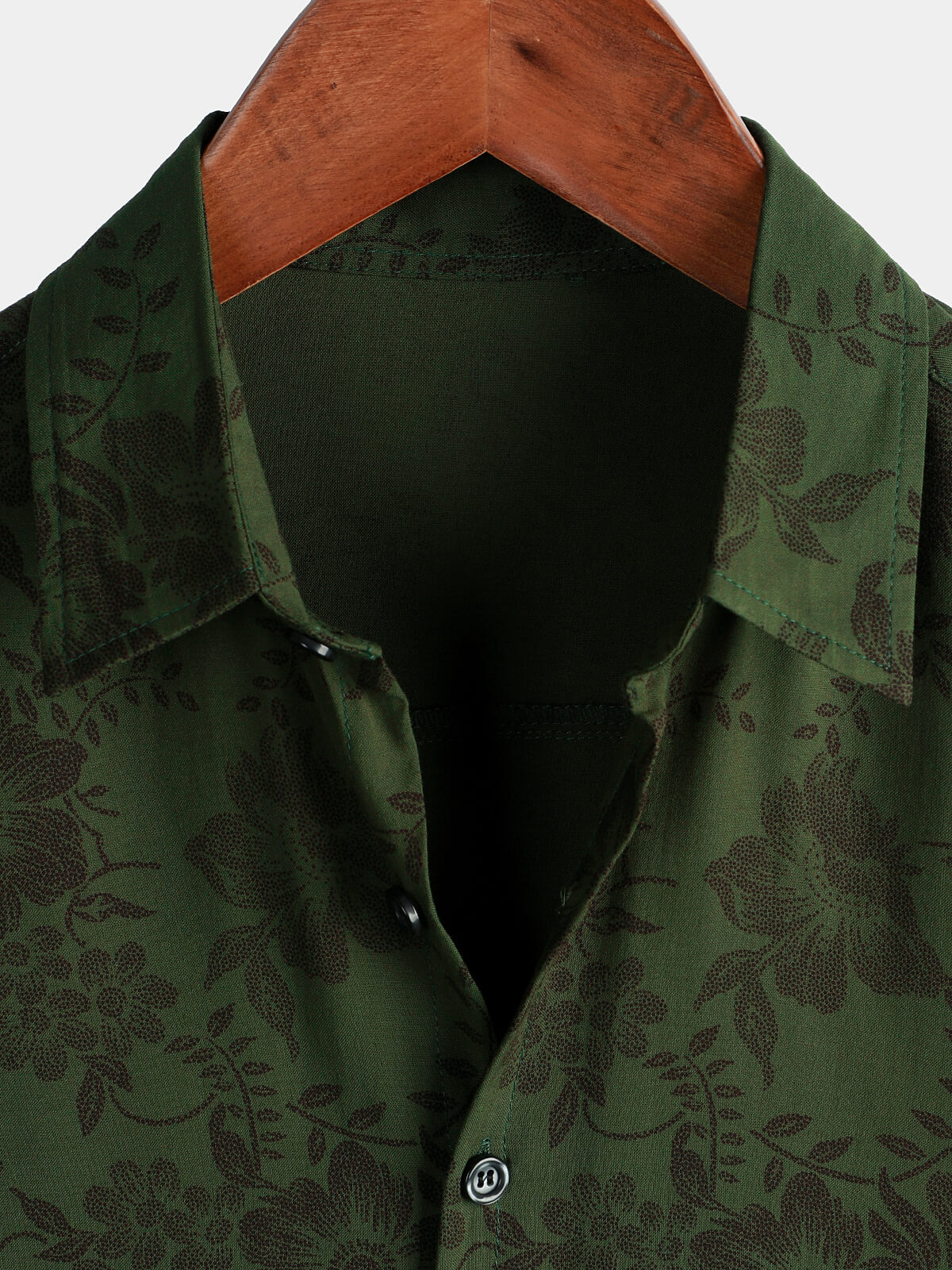Men's Floral Dark Green Hawaiian Vintage Soft Beach Holiday Button Up Short Sleeve Shirt
