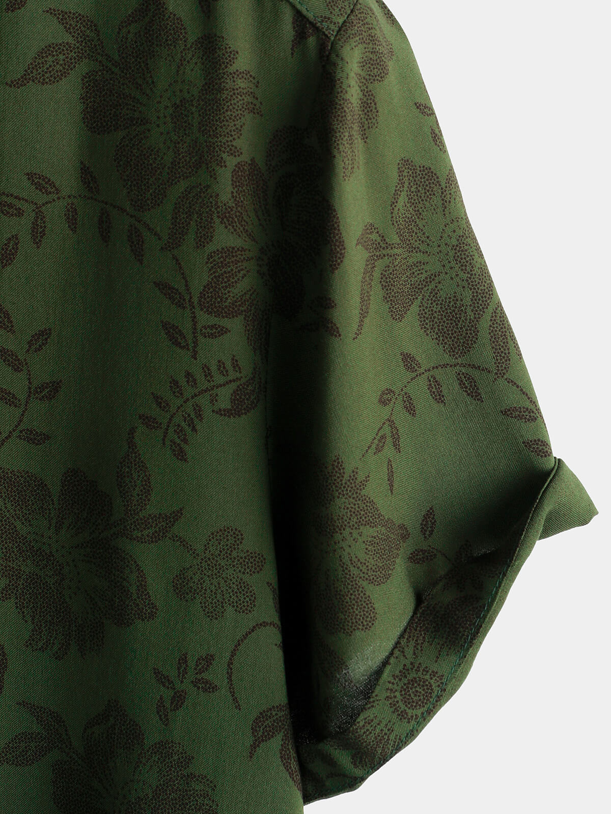 Men's Floral Dark Green Hawaiian Vintage Soft Beach Holiday Button Up Short Sleeve Shirt
