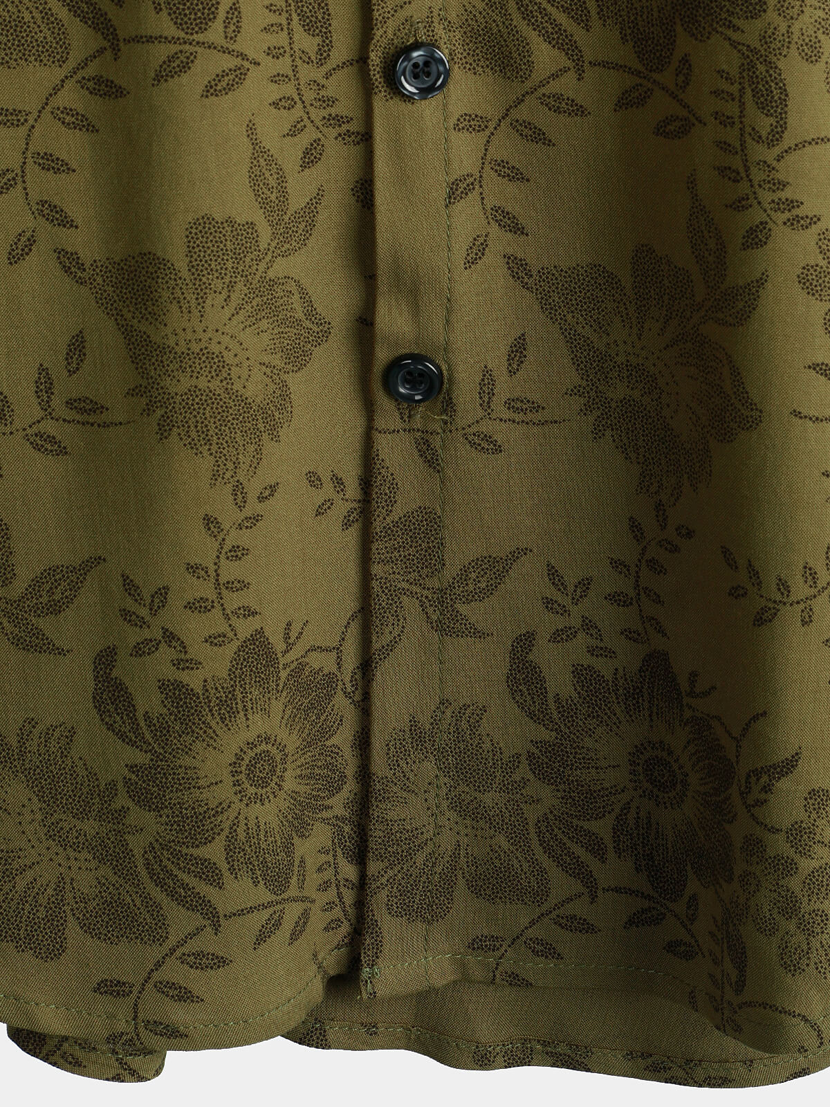 Men's Vintage Floral Green Short Sleeve Cool Retro 70s Summer Button Up Shirt