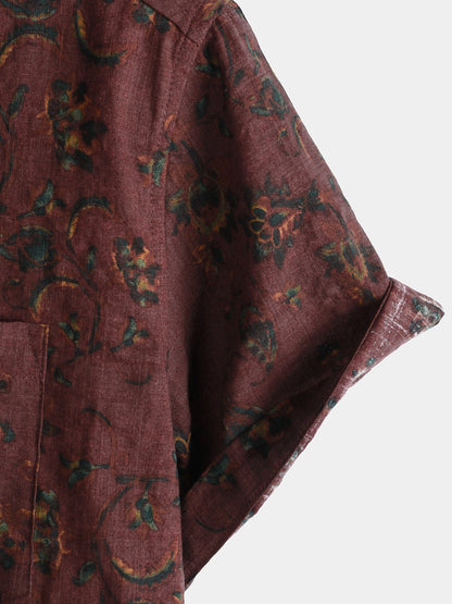 Men's Boho Retro Floral Print Summer Shirt