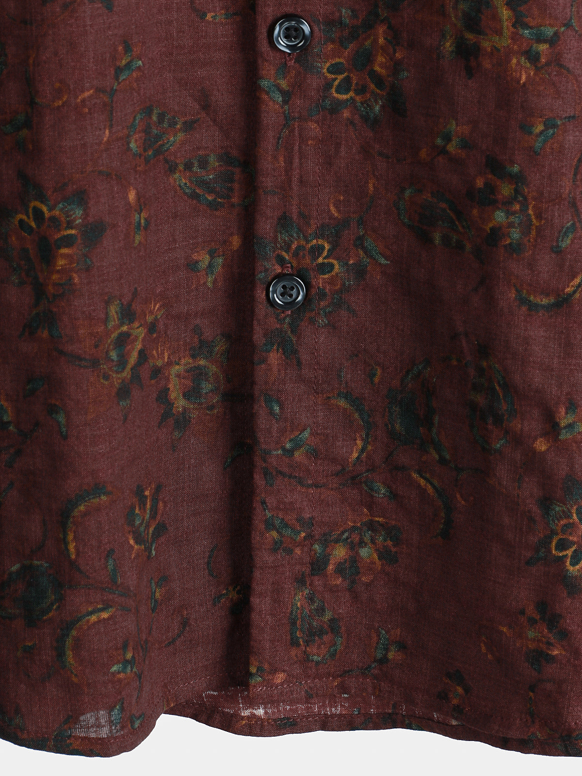 Men's Boho Retro Floral Print Summer Shirt