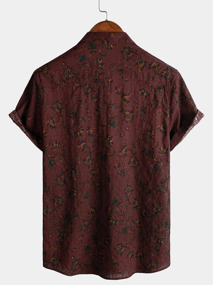 Men's Boho Retro Floral Print Summer Shirt