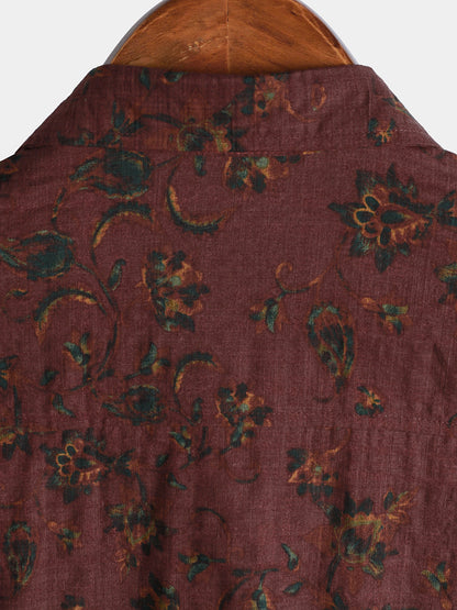 Men's Boho Retro Floral Print Summer Shirt