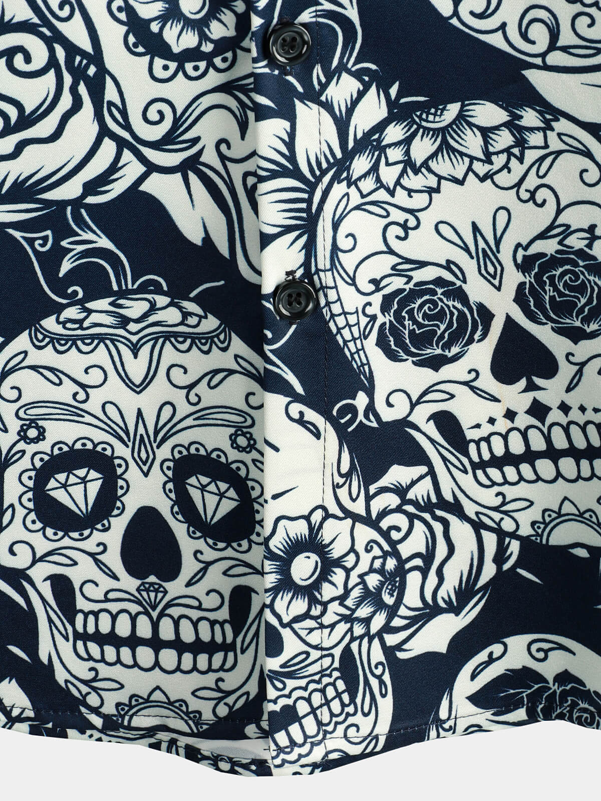 Men's Sugar Skull Floral Print Cool Button Up Funny Short Sleeve Hawaiian Shirt