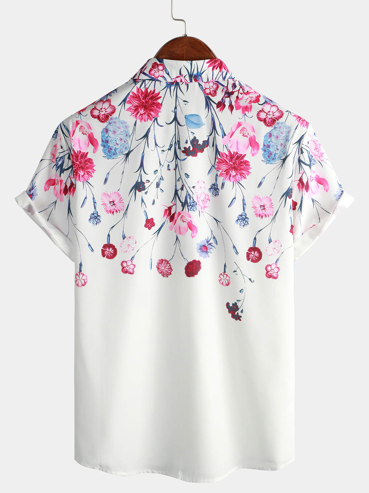 Men's Floral Tops Flower Print Short Sleeve Button Up Summer Cruise Shirt