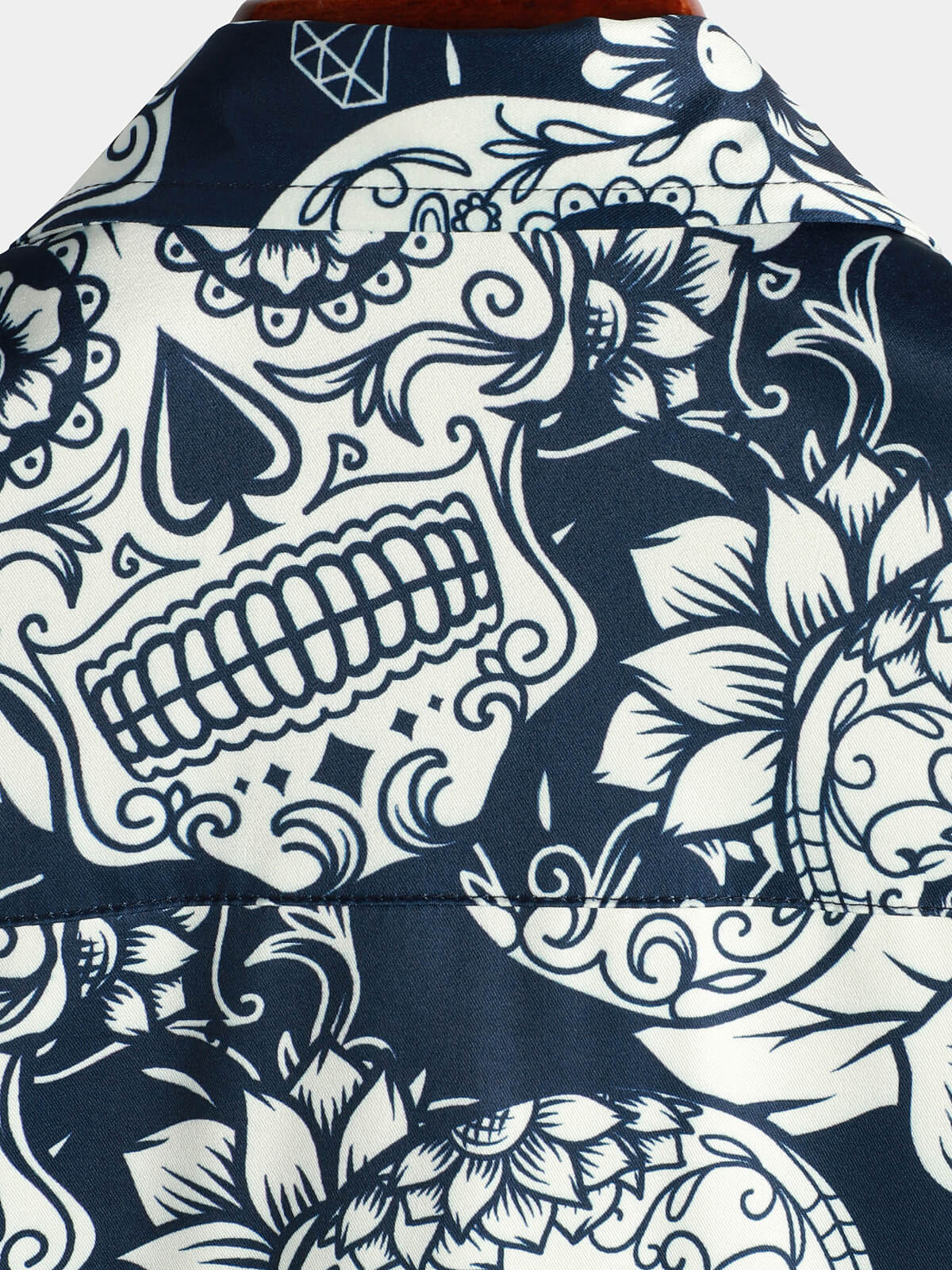 Men's Sugar Skull Floral Print Cool Button Up Funny Short Sleeve Hawaiian Shirt