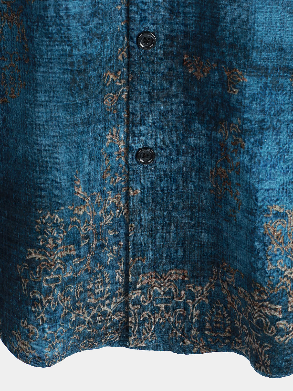 Men's Blue Cotton Vintage Short Sleeve Summer Button Up Shirt