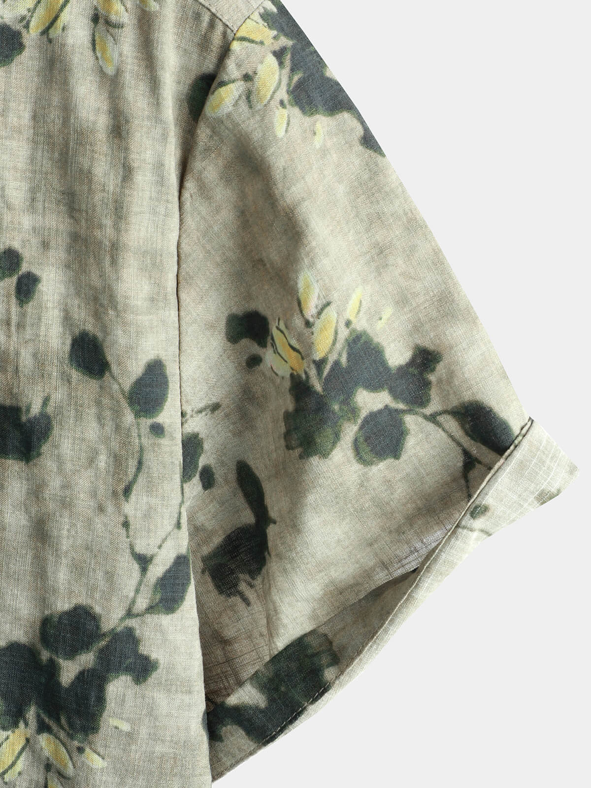 Men's Vintage Floral Cotton Breathable Short Sleeve Grey Button Up Shirt