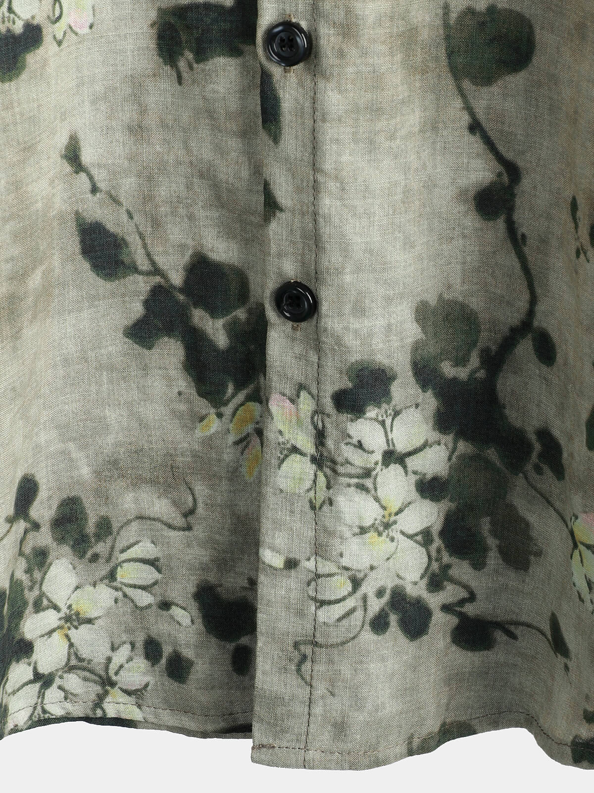 Men's Vintage Floral Cotton Breathable Short Sleeve Grey Button Up Shirt