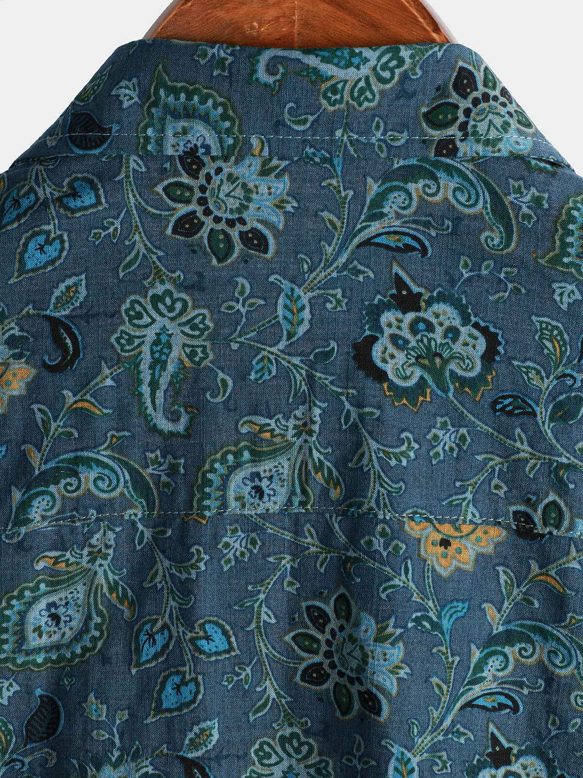 Men's Paisley Vintage Floral Retro Button Up Blue Summer Holiday Short Sleeve Shirt